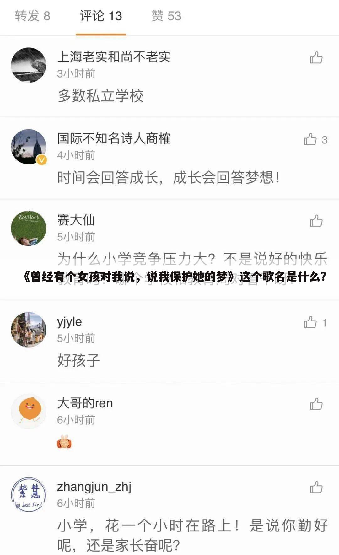 《曾经有个女孩对我说，说我保护她的梦》这个歌名是什么？