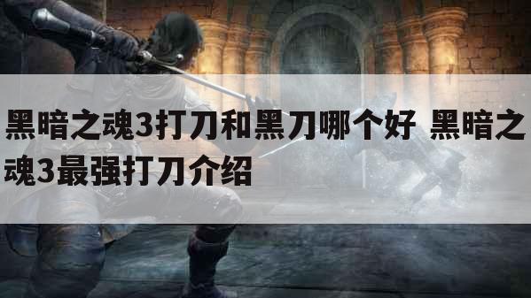 黑暗之魂3打刀和黑刀哪个好 黑暗之魂3最强打刀介绍