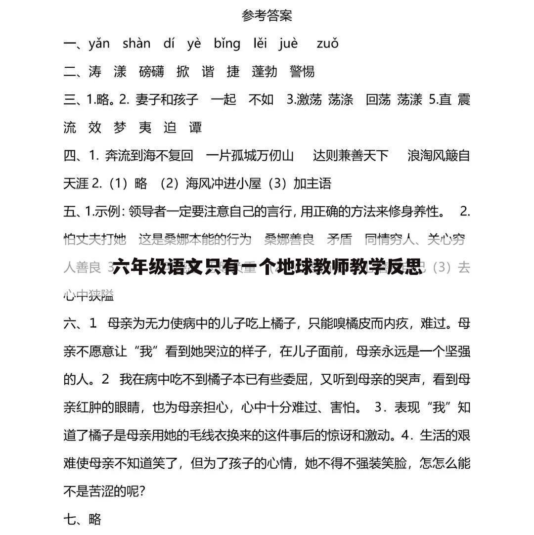 六年级语文只有一个地球教师教学反思