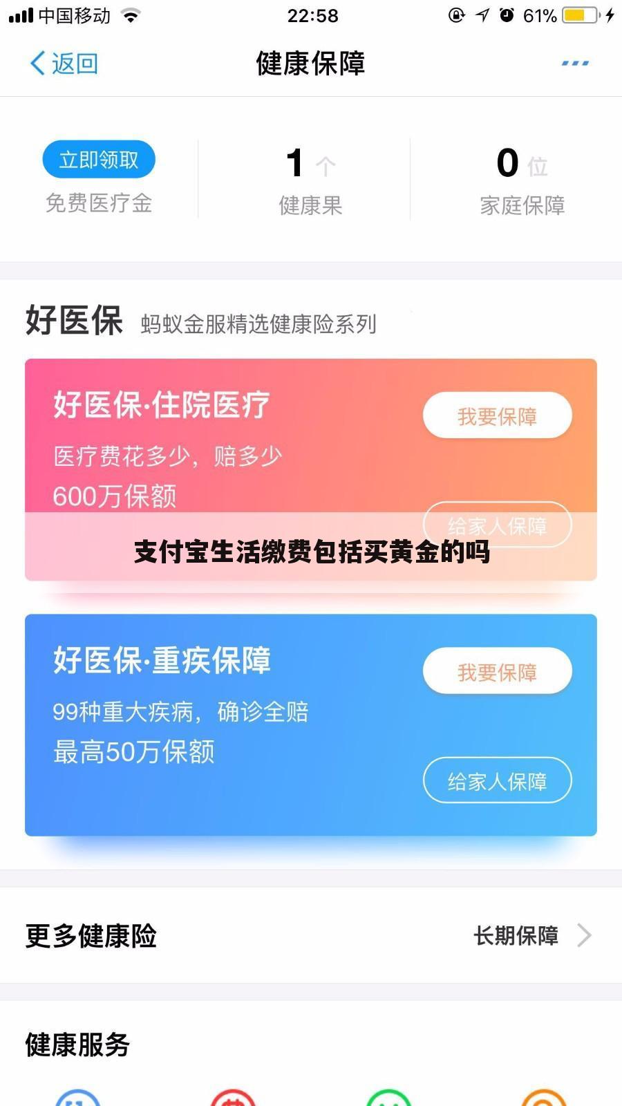 支付宝生活缴费包括买黄金的吗