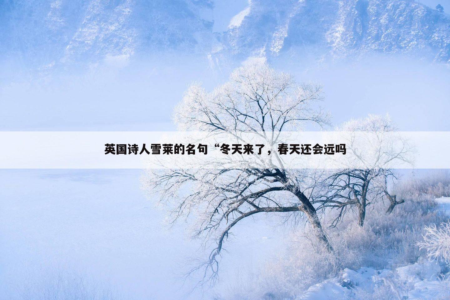 英国诗人雪莱的名句“冬天来了，春天还会远吗