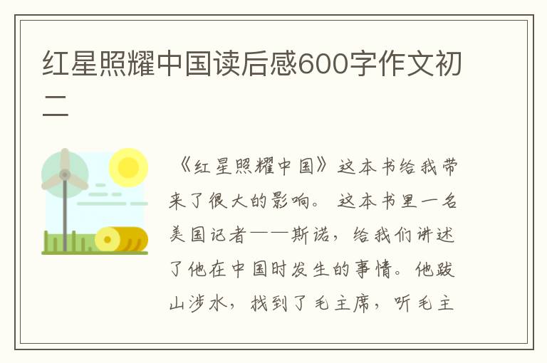 红星照耀中国读后感600字作文初二