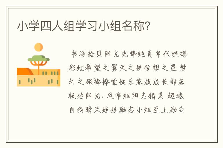 小学四人组学习小组名称？