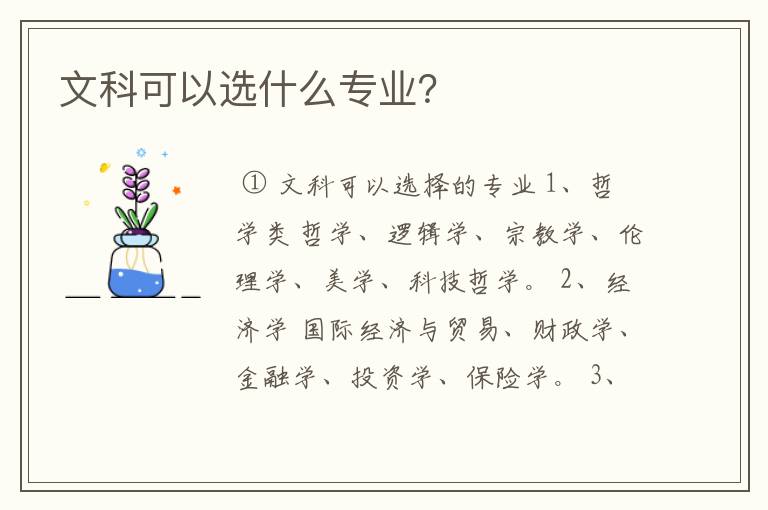 文科可以选什么专业？