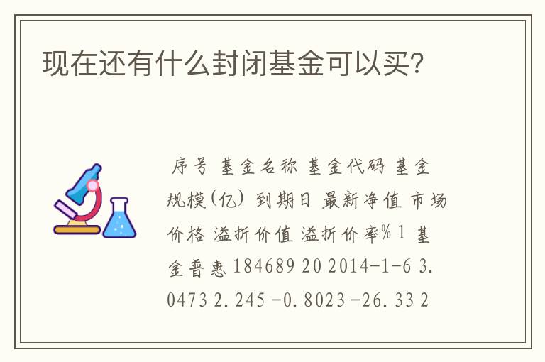 现在还有什么封闭基金可以买？