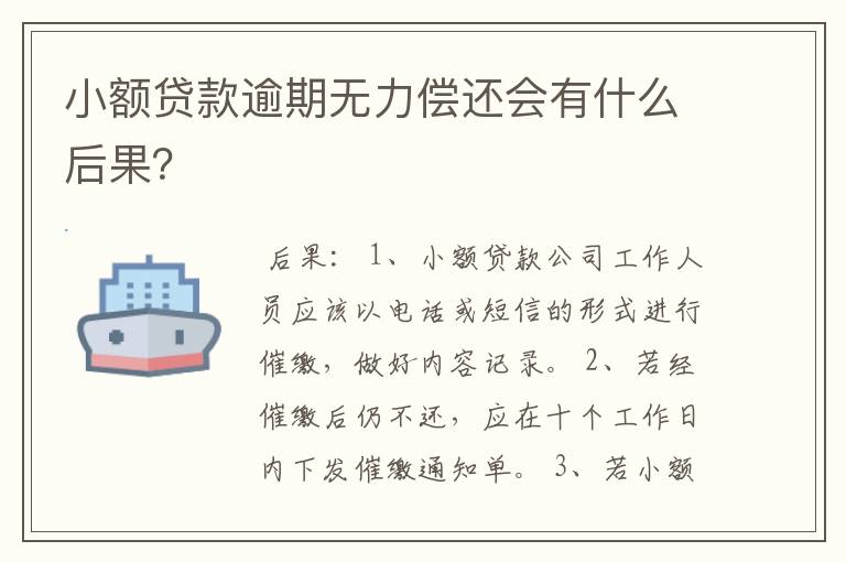 小额贷款逾期无力偿还会有什么后果？