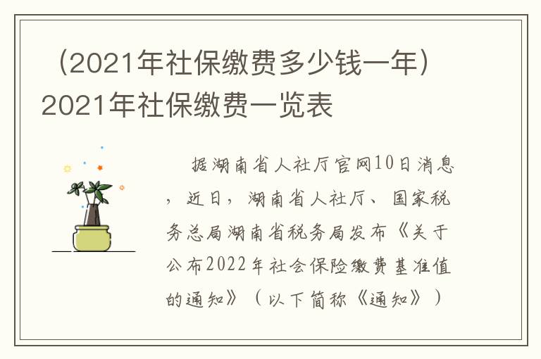 （2021年社保缴费多少钱一年）2021年社保缴费一览表