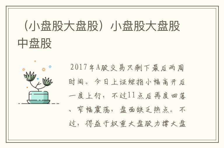 （小盘股大盘股）小盘股大盘股中盘股