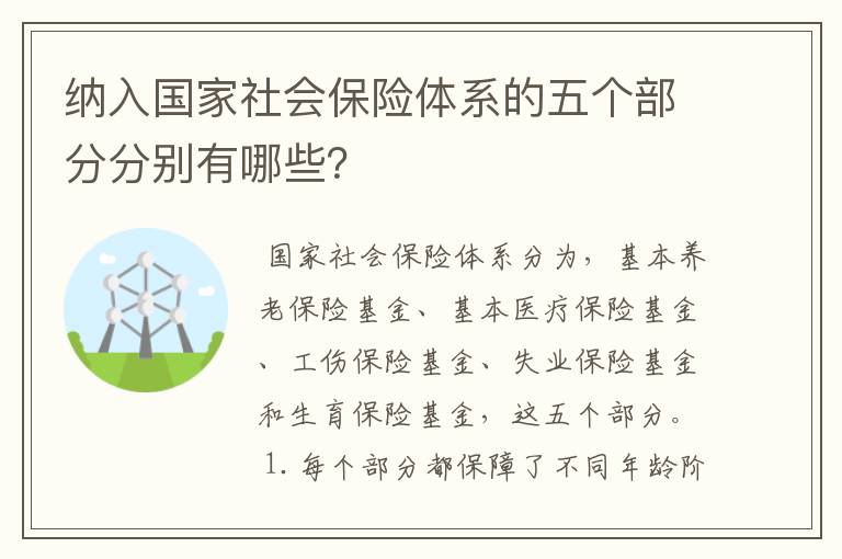 纳入国家社会保险体系的五个部分分别有哪些？