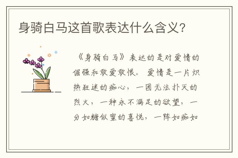 身骑白马这首歌表达什么含义?