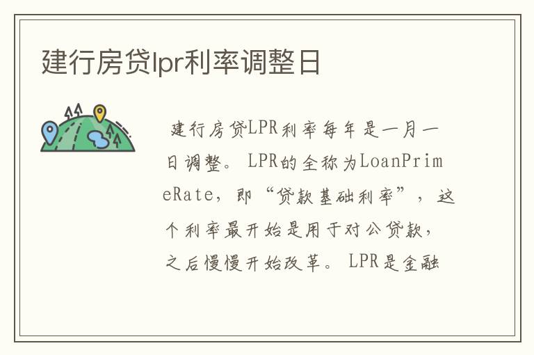 建行房贷lpr利率调整日