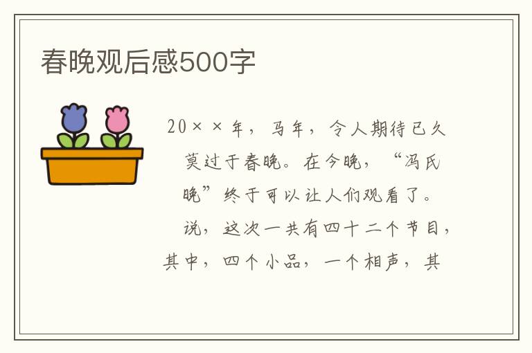 春晚观后感500字