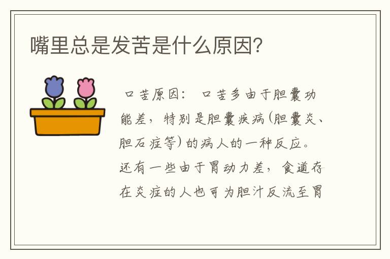 嘴里总是发苦是什么原因？