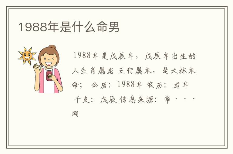 1988年是什么命男