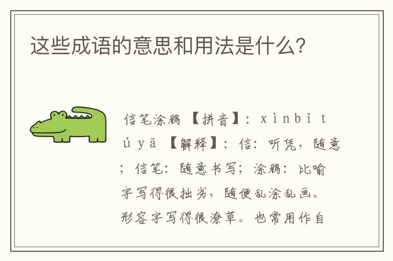 这些成语的意思和用法是什么？