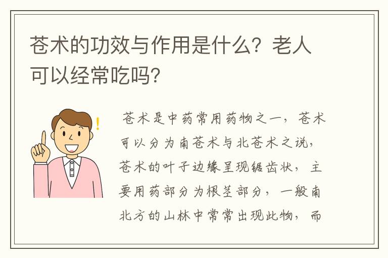 苍术的功效与作用是什么？老人可以经常吃吗？