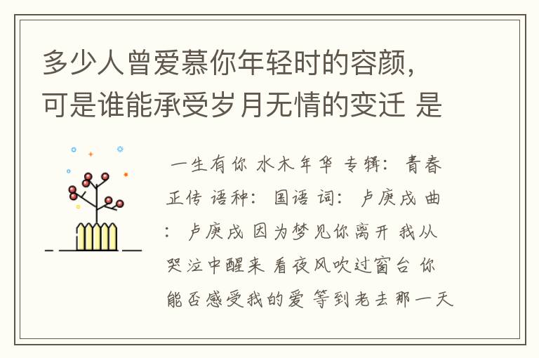 多少人曾爱慕你年轻时的容颜，可是谁能承受岁月无情的变迁 是什么歌曲