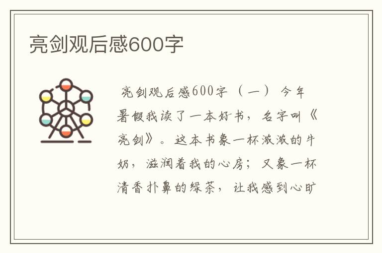 亮剑观后感600字