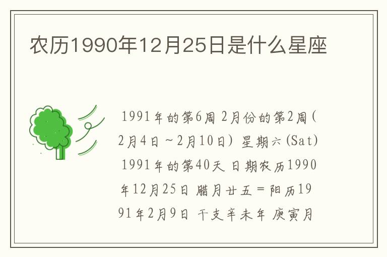 农历1990年12月25日是什么星座