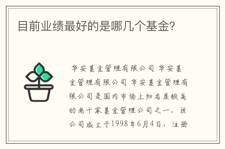 目前业绩最好的是哪几个基金？