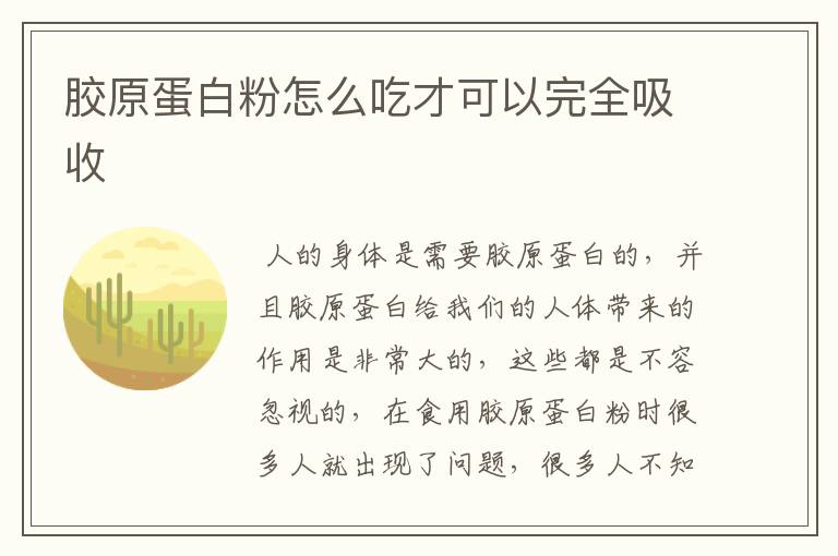 胶原蛋白粉怎么吃才可以完全吸收