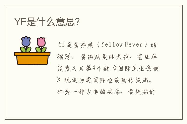 YF是什么意思？