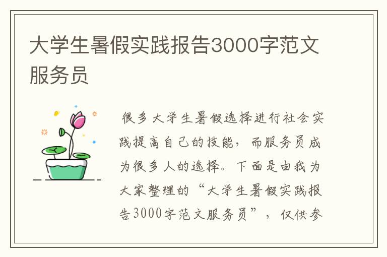 大学生暑假实践报告3000字范文服务员