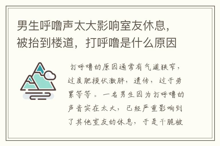 男生呼噜声太大影响室友休息，被抬到楼道，打呼噜是什么原因引起的？