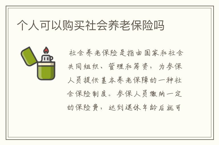 个人可以购买社会养老保险吗