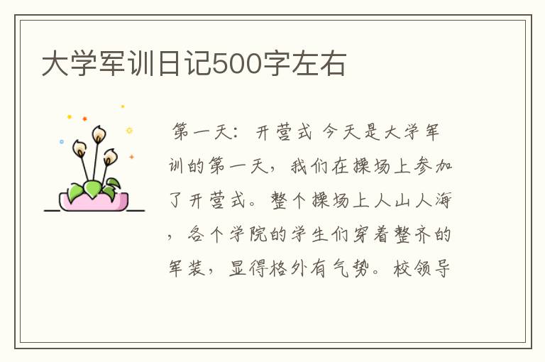 大学军训日记500字左右