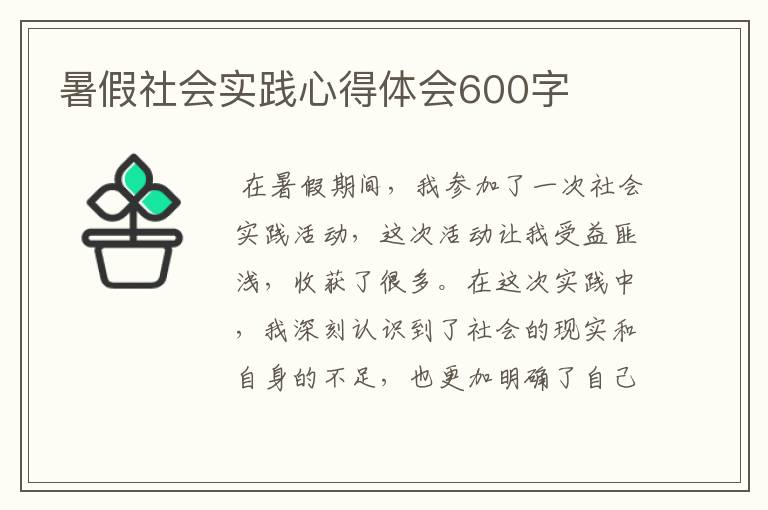 暑假社会实践心得体会600字