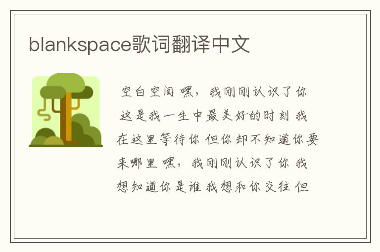 blankspace歌词翻译中文